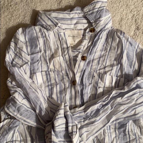 Blue and white striped button down - Picture 2 of 2